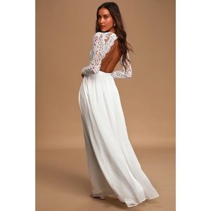 Awaken My Love White Long Sleeve Lace Maxi Dress